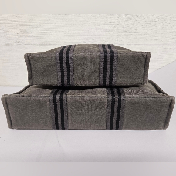 Hermes Canvas Fourre Tout Holdall MM and GM Tote Bag Set in Gray and Black - Picture 11 of 15